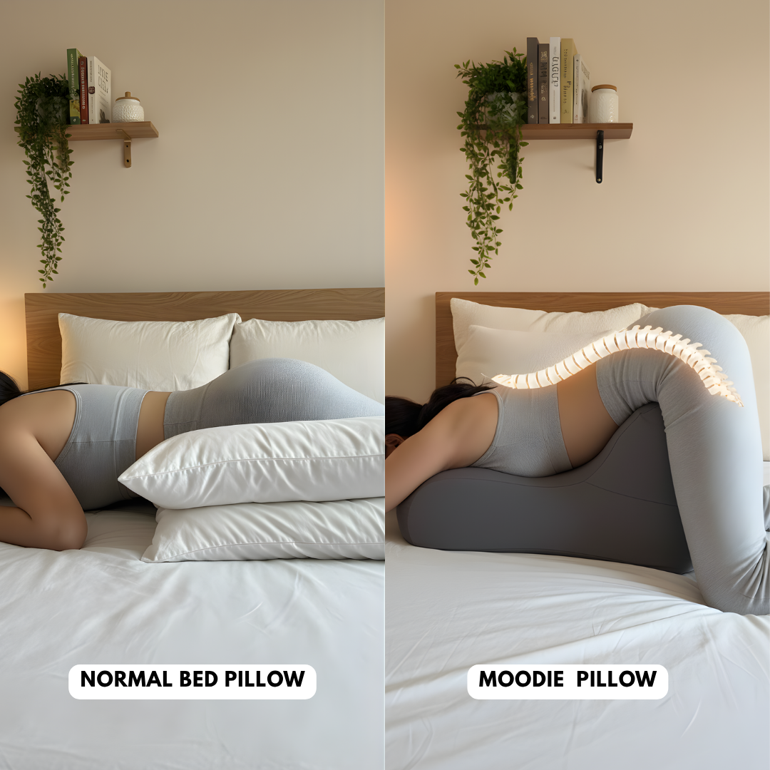 Moodie pillow vs regular stacked pillows comparison
